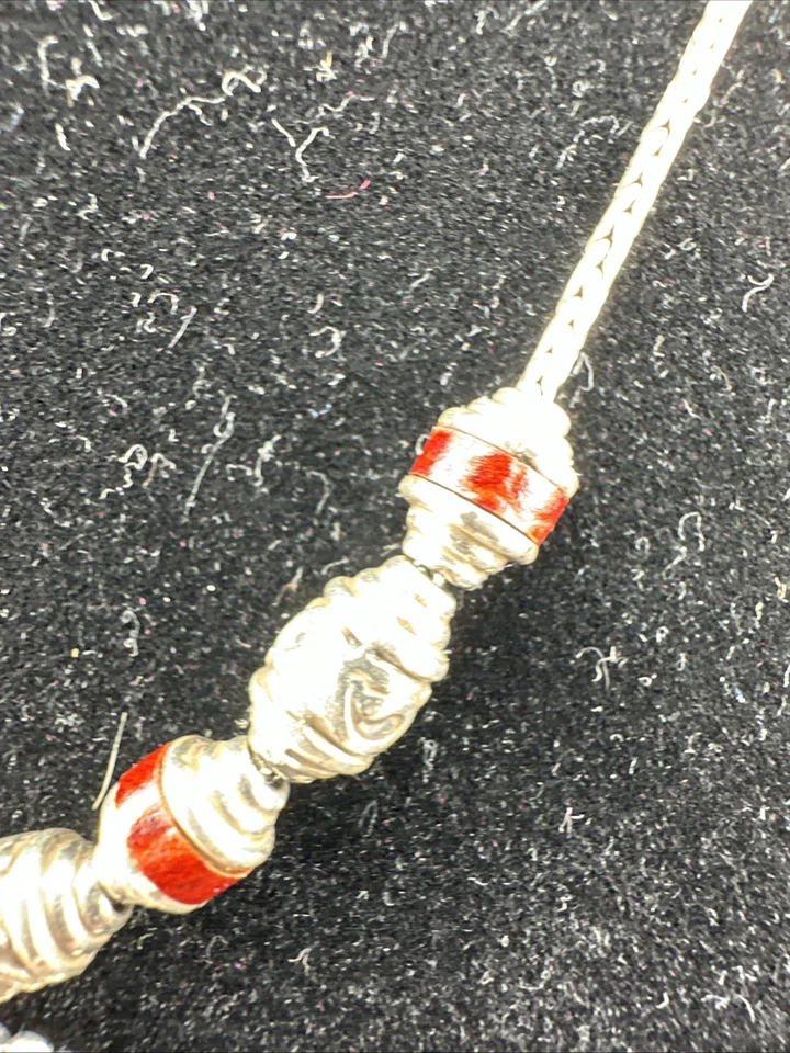 BRIGHTON PARK AVENUE HEART Red Leather Silver Reversible Pendant NECKLACE J42390 - Image 3 of 4