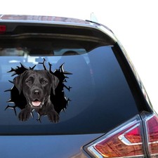 Black Labrador Car Window Decal Funny Lab Dog Peeking Cracked Glass Sticker