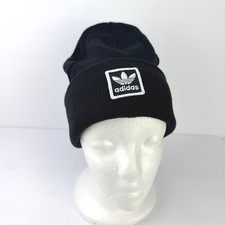 Adidas Originals Trefoil Logo Beanie Black Knit Cuffed Winter Hat Unisex