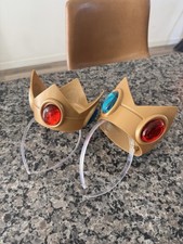 Princess Peach From Super Mario Bros Plastic Crown Headbands - Set Of 2