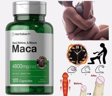Cápsulas de Polvo de Raíz de Maca con Maca Peruana Negra + Roja + Amarilla 4800M