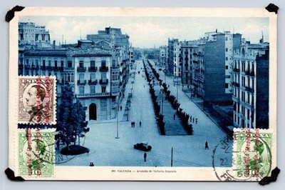 Antique Spain Postcard VALENCIA Avenida de Victoria Eugenia 1932