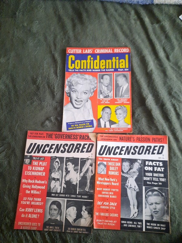 Confidential Magazine Sept 1955 (Marilyn Monroe),Uncensored Sept 1955 & Dec 1955
