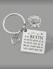 Stainless Steel Bestie Keychain Best Friend Heartfelt Inscription Gift For Women