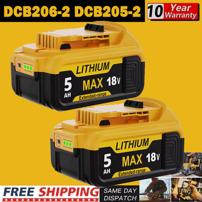 2x Akku 18V 5,0 Ah XR Li-Ion Für DeWalt Batterie DCB182 DCB205-2 DCB200-2 DCB184