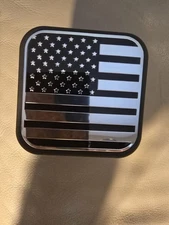  American Flag Trailer Hitch Cover Plug (Fits 2" Receiver, Chrome)