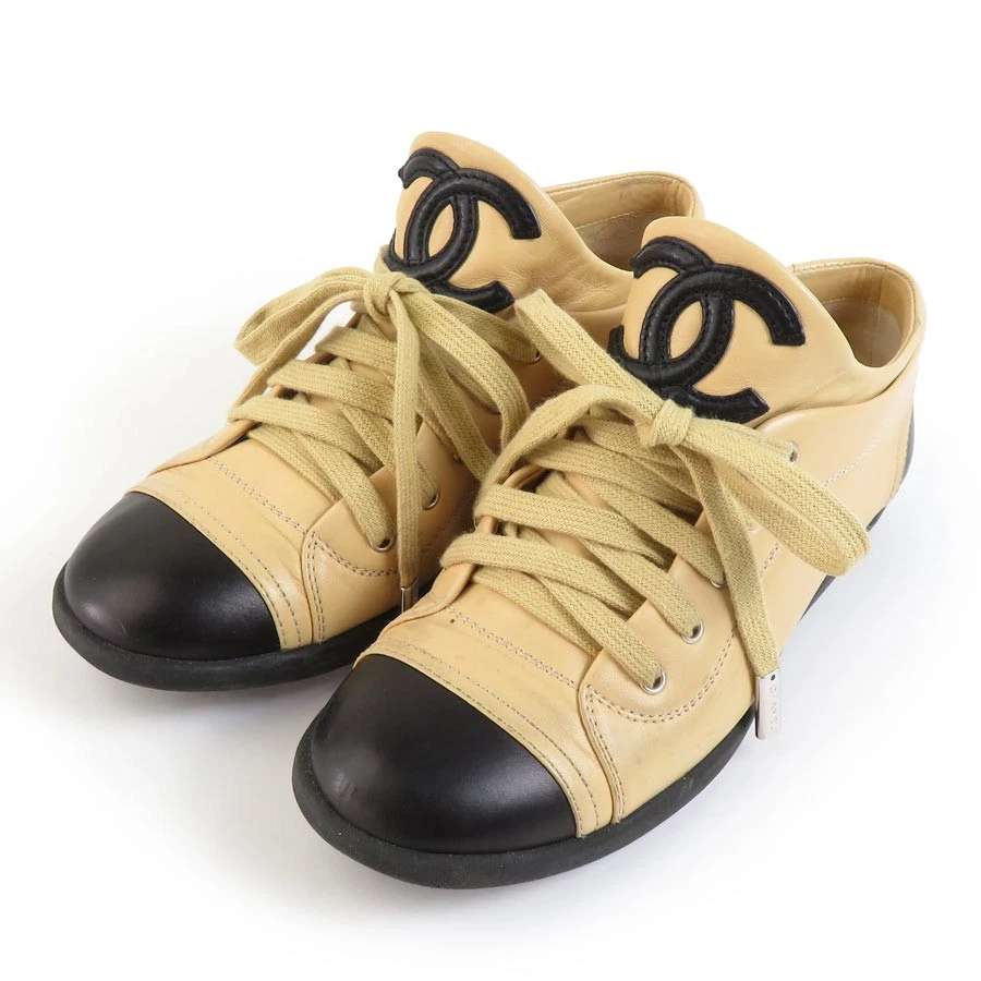 Chanel — Auth CHANEL Sneakers Beige Leather - h30451f