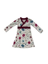 Tea Collection Girls Floral Long Sleeve Dress Size 2 Cotton Wrap Style #8382
