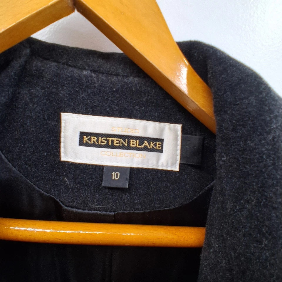 KRISTEN BLAKE Black Wool Cashmere Womens 10 Overcoat Old Money Quite Luxury - Image 3 of 4