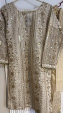 Embellished Beige Pakistani Gharara suit