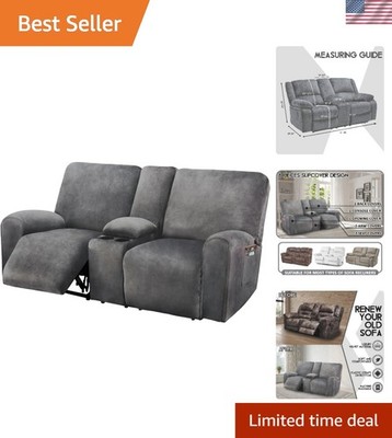 Custom-Fit 8-Piece Velvet Loveseat Recliner Slipcover - Thick & Soft Protection