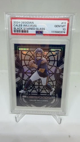 2024 PANINI OBSIDIAN BLACK STAINED GLASS #11 CALEB WILLIAMS PSA 10 Rookie Bears