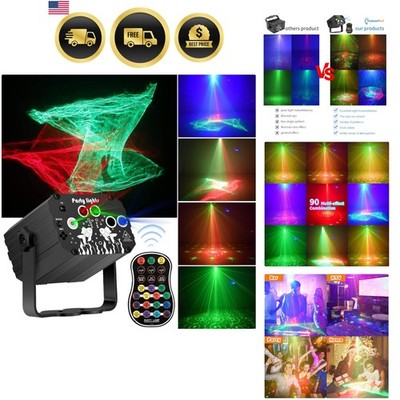 Disco Party Lights RGB Laser Strobe Sound Activated LED Stage Light for Indoo...