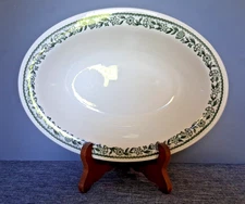 Buffalo China Restaurant Ware Kenmore Green Floral OVAL SERVING BOWL(S)-10.25"