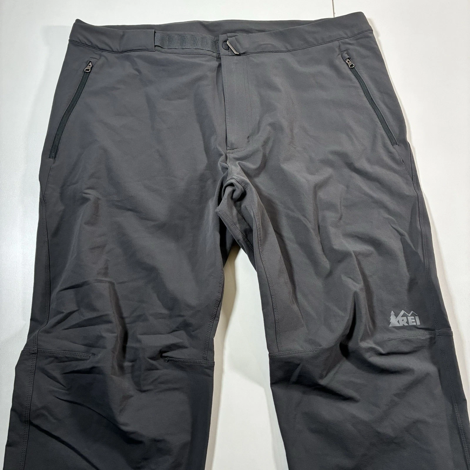 REI Co-Op Activator Pants 40x30 Gray Softshell Hiking Nylon Stretch Belted