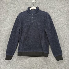 J.Crew Mercantile Sherpa Fleece Pullover Mens Small Navy Blue 1/4 Snap Sweater