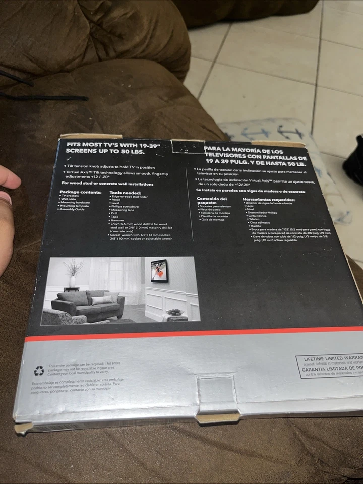 Rocketfish Tilting TV Wall Mount for Most 19" to 39" TVs up to 50 LBS RF-HTVMTAB - Image 2 of 3