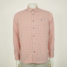 Orvis River Bend Fishing Button Down Shirt Mens Medium Gray Pink Plaid Outdoor