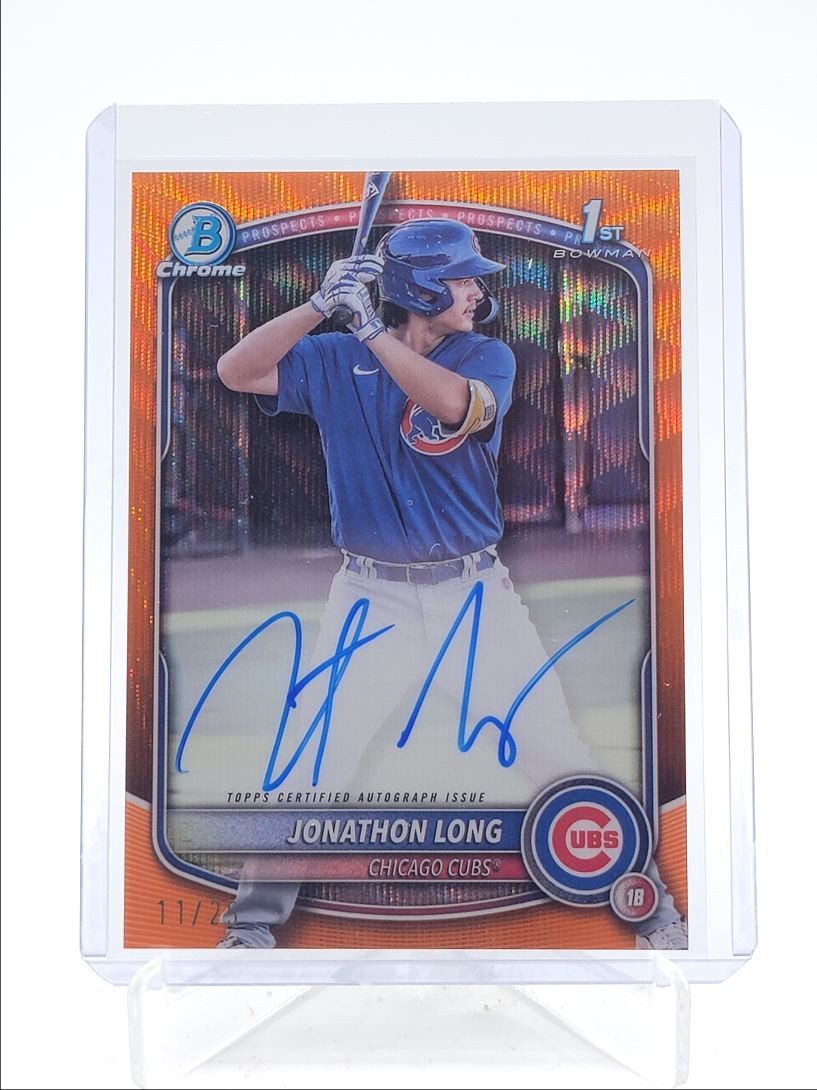 JONATHON LONG 2025 BOWMAN CHROME 1ST ORANGE WAVE CUBS AUTO /25 Q3917