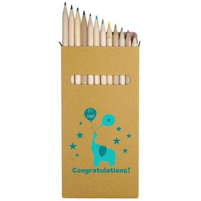 12 x ''It's A Boy'' lange 178 mm Buntstifte / Bleistift Set (PE00083027)