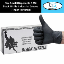 2000 Black Nitrile Powder-Free Disposable Gloves Small 5 MIL Finger-Textured