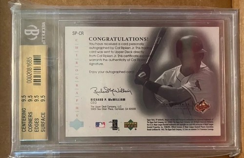 2001 SP Autentica Cal Ripken Jr Chirografia Auto /250 Baltimore Orioles BGS 9,5 - Foto 2 di 2