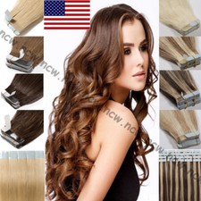 US Stock 150g Tape In Virgin Human Hair Extensions Skin Weft 100 Real Remy Hair