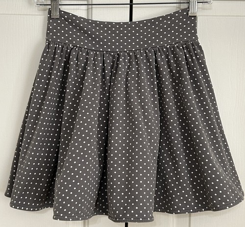 Matilda Jane size 10 girls grey ivory polka dot pull on flare skirt