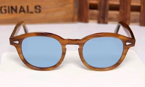 New MOSCOT LEMTOSH Sunglasses Men Round Brown Thin Edged Plate Sunglasses Women - Picture 2 of 14
