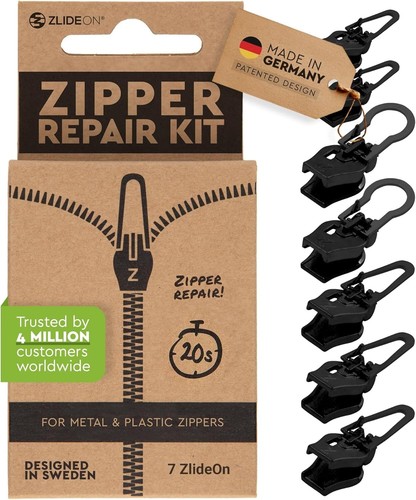 Durable Black Zipper Slider Replacement - 7 Multipack for Easy Repairs - Picture 3 of 11