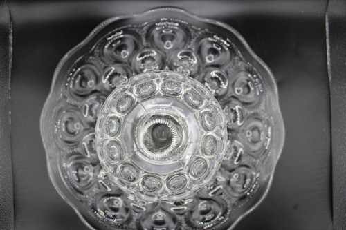 Vintage LE Smith Clear Moon and Stars Footed Cake Plate Stand Glass 10.5” - Picture 6 of 10