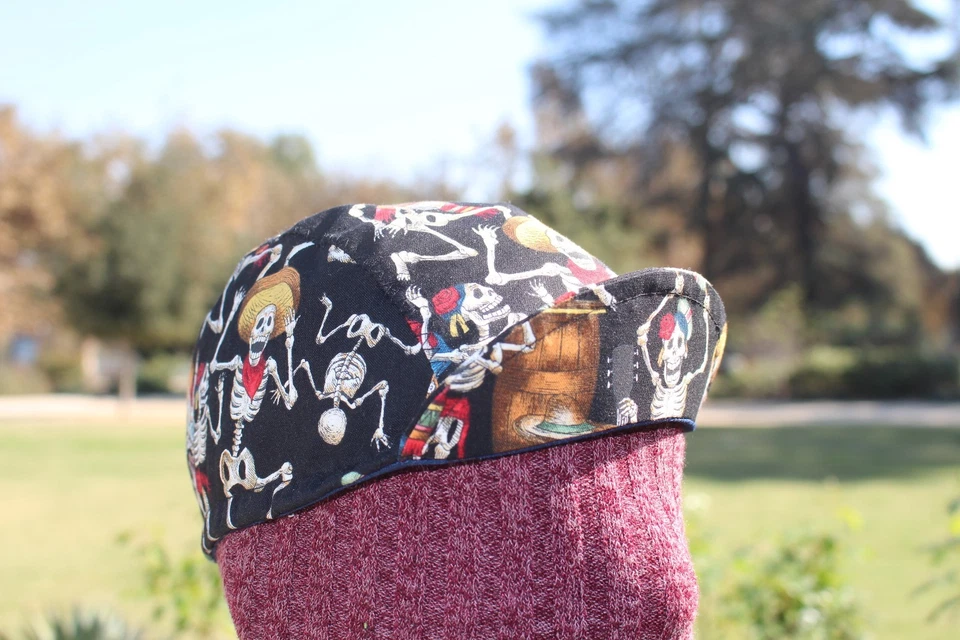 Boné de ciclismo fiesta de muertos tamanho único 100% ALGODÃO feito à mão novo - Imagem 4 de 4