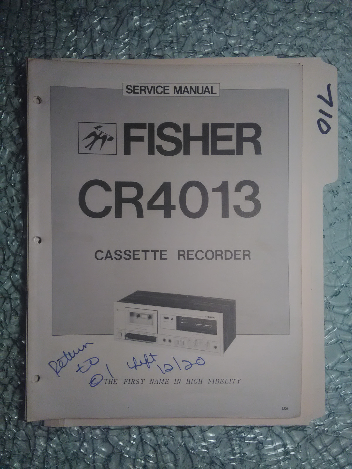 Fisher CR-4013 Stereo Cassette Player Original Service Repair Manual  