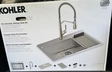 Kohler Pro Function Kitchen Sink Kit w/ Faucet Top/Bottom Mount RC78960-1PC-NA
