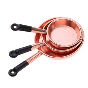 1//12 Scale Dollhouse Miniature Kitchen Cookware 3pcs Metal Spotted Pan Decor
