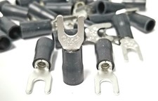 100pcs BLACK FORK SPADE TERMINAL 14-12GA 8 VINYL INSULATED CRIMP WIRE CONNECTOR
