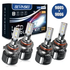 Bevinsee 9005 & 9006 Combo CSP LED Headlights Kit 6000LM High Low Beam 4x Bulbs