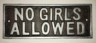 No Girls Allowed Sign Plaque made of cast iron metal brown with silver lettering — photo 5