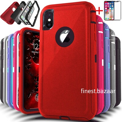 For Apple iPhone X XR XS Max 10 Shockproof Protective Rugged Hard Cover Case+S/P