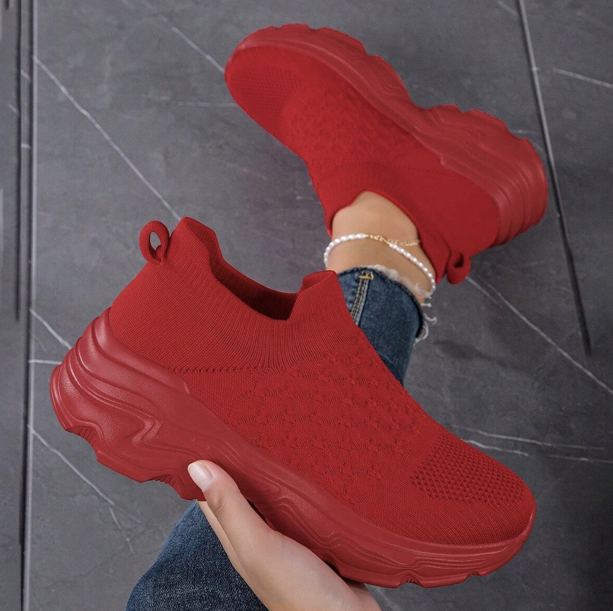 Zapatos Tenis Rojos Deportivos Para Mujer Zapatillas Deportiva de