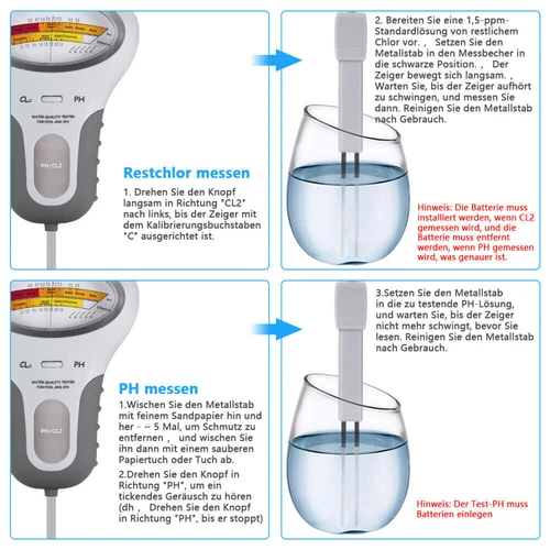 Elektronischer Wassertester für Chlor und pH-Wert Pool Messgerät Wasserqualität - Bild 12 von 12