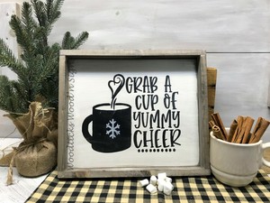 Grab A Cup Of Yummy Cheer Hot Cocoa Bar Decor Hot Chocolate Sign