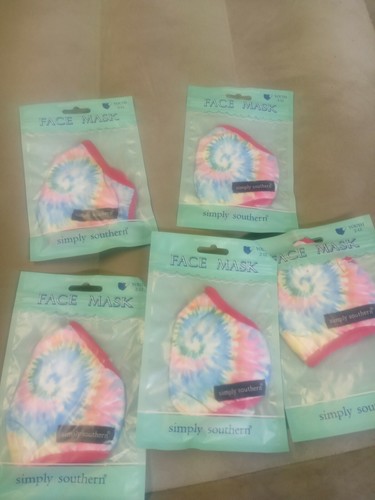 5 nuevas mascarillas simplemente south tie-dye juveniles 2-12 con bolsillos interiores selladas - Imagen 3 de 3