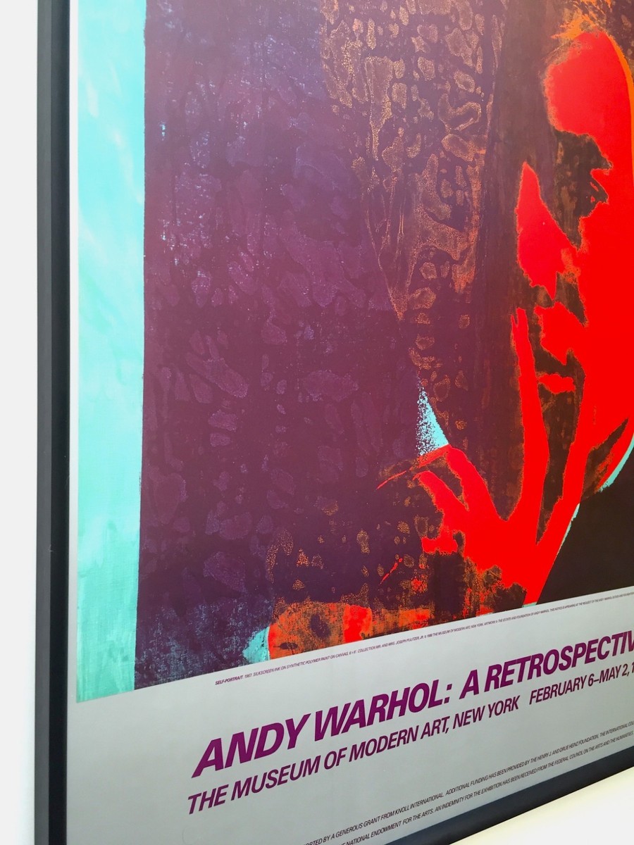 美品　self portrait レッド　エルケイ ANDY WARHOL RARE 1989 MOMA EXHBT LITHO PRINT FRAMED POSTER