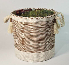 Basket Large Storage Bin w/Handles Cotton Cord Rope Decorative Hard Sided Lined