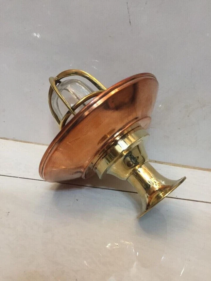 Marine Solid Brass Bulkhead Cargo Light with Shade - Ceiling & Wall Mount - Image 4 of 4