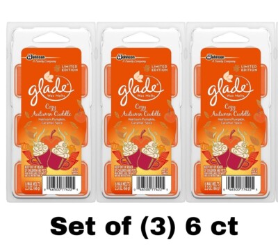 Glade Cozy Autumn Cuddle Scented Wax Melts, 6ct Pumpkin Spice & Caramel (3 Pack)
