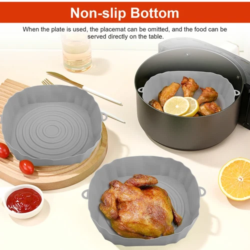 2PCS Air Fryer Silicone Pot Baskets Liners Non-Stick Safe Oven Baking Tray Mats - Picture 4 of 10