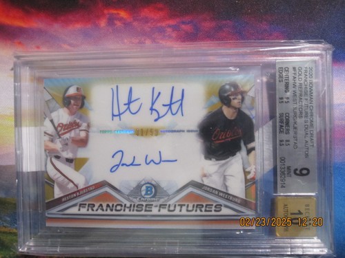 HESTON KJERSTAD JORDON WESTBURG 2020 BOWMAN CHROME DRAFT DUAL AUTO GOLD REF /50 - Picture 10 of 13