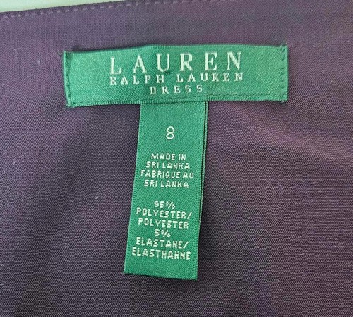 Lauren Ralph Lauren Women's Ruched V Neck Plum Dress - Size 8 - Picture 2 of 7